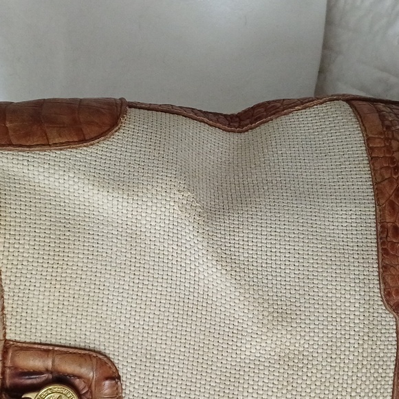 Brahmin Croc & woven canvas shoulder bag hobo - Picture 6 of 16